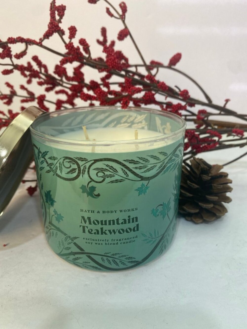 “Mountain Teakwood” Bath & Body Works New 3 Wick Candle